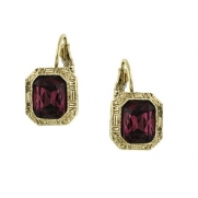 1928 Jewelry Siberian Purple Crystal Square Drop Earrings