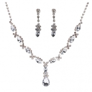 Bridal Wedding Jewelry Set Crystal Rhinestone Patterned Beautiful Necklace SV