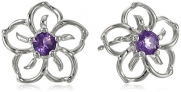 Sterling Silver and Amethyst Flower Earrings