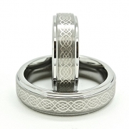 Matching Set 6mm Silver-colored Tungsten Wedding Rings with Celtic Love Knot (Us Sizes 4-13)