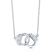 BERRICLE Sterling Silver 925 Cubic Zirconia CZ Handcuffs Pendant Necklace