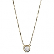 BERRICLE Yellow Gold Plated Silver Cubic Zirconia Solitaire Pendant Necklace