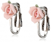 1928 Bridal Pink Porcelain Rose Clip Earrings