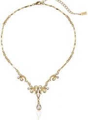 1928 Jewelry Gold-Tone Crystal Teardrop Y-Shape Necklace, 15