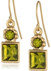 1928 Jewelry Green Square Drop Earrings