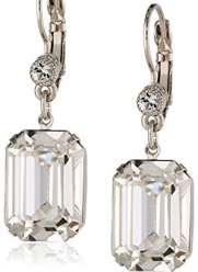 1928 Jewelry Bridal Crystal Silver-Tone Swarovski Crystal Square Drop Earrings