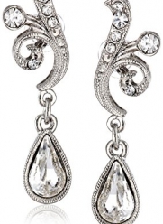 1928 Jewelry Crystal Scroll Teardrop Earrings