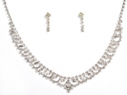 Bridal Wedding Prom Pageant Crystal Drop Necklace and Earring Set, 18 with Adjustable Chain N1X67