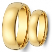 His & Her's 8MM/6MM Tungsten Carbide Shiny Gold Wedding Band Ring Set Classic Available Sizes 5-15 Including Half Sizes Please e-mail sizes
