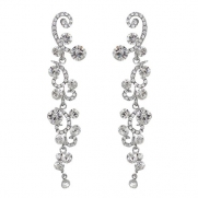 EVER FAITH Bridal Flower Wave Austrian Crystal Dangle Earrings Silver-Tone - Clear N01827-3