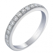 14K White Gold Diamond Wedding Band With Miligrain Setting (1/4 CT) In Size 6
