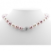 Formal Pink, Mauve, White Color Faux Pearl Necklace - Pink Bridesmaid Jewelry