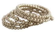 Taupe Faux Pearl Twist Bracelet - Fits any wrist - Light Brown Bridesmaid Jewelry