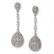 USABride Art Deco Cubic Zirconia Teardrop Dangle Earrings, Gatsby Inspired Bridal Earrings 1129