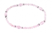 Stretch Crystal and Glass Bead Anklet - Pink Iridescent (A35)