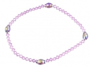 Stretch Crystal and Glass Bead Anklet - Light Purple (A78)