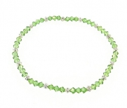 Stretch Crystal and Heishi Bead Anklet - Peridot Green (A68)