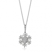 BERRICLE Sterling Silver Cubic Zirconia CZ Snowflake Pendant Necklace