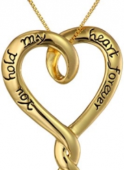 Sterling Silver with Yellow Gold Flashed You Hold My Heart Forever Open Heart Pendant Necklace, 18