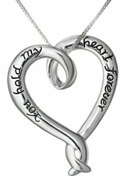 Sterling Silver You Hold My Heart Forever Heart Pendant Necklace, 18