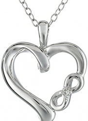Sterling Silver Infinite Love Heart Pendant Necklace with White Diamond (0.01 cttw, I-J Color, I2-3 Clarity), 18