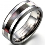 JewelryWe 8mm Comfort Fit High Polish Tungsten Carbide Ring Men's Aniversary/engagement/wedding Band with White Shell Inlay (Size 6-14 Available)