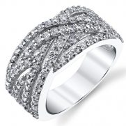 925 Sterling Silver Cubic Zirconia Right Hand Ring Band Size 8