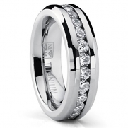 6MM Ladies Eternity Titanium Ring Wedding Band with CZ size 5.5