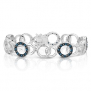 Sterling Silver Blue Diamond Bracelet (1 CT)