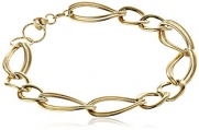 14k Italian Yellow Gold Polished and Textured Link Bracelet, 7.5