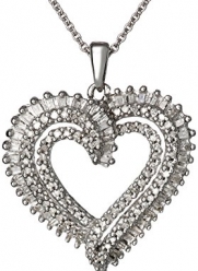 Sterling Silver Diamond Double Heart Pendant Necklace (1/2 cttw, J-K Clarity, I2-I3 Color), 18