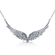 BERRICLE 925 Sterling Silver Cubic Zirconia CZ Wings Women Fashion Pendant Necklace