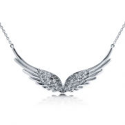 BERRICLE 925 Sterling Silver Cubic Zirconia CZ Wings Women Fashion Pendant Necklace
