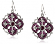 1928 Jewelry Domenica Silver-Tone Purple Enamel Drop Earrings