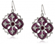 1928 Jewelry Domenica Silver-Tone Purple Enamel Drop Earrings