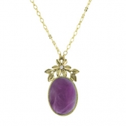 1928 Jewelry Gold-Tone Imitation Purple Agate Necklace