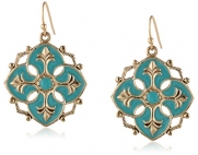 1928 Jewelry Domenica Gold-Tone Turquoise Enamel Drop Earrings