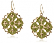 1928 Jewelry Domenica Gold-Tone Green Enamel Drop Earrings