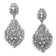 USABride Cubic Zirconia Dazzling Floral Designer Chandelier Statement Earrings 1527