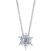 BERRICLE 925 Sterling Silver Cubic Zirconia CZ Snowflake Wedding Bridal Fashion Pendant Necklace