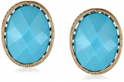 1928 Jewelry Mykonos Gold-Tone Turquoise Oval Button Stud Earrings