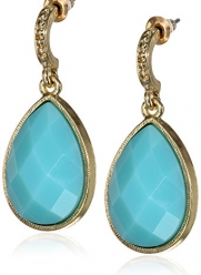 1928 Jewelry Domenica Gold-Tone Turquoise Faceted Pear Shape Drop Earrings