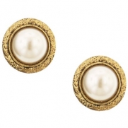 1928 Jewelry Her Majesties Pearl Button Earrings