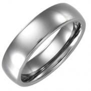 6mm Tungsten Carbide Classic Silver White Polished Domed Band Unisex Wedding Ring