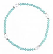 Anklet - A100 - Swarovski TM Crystal and Faceted Glass Beads - Stretch ~ Pacific Opal (Creamy Blue Green)
