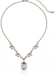 1928 Jewelry Bridal Crystal Silver-Tone Swarovski Crystal Drop Pendant Necklace, 16