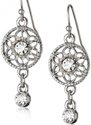 1928 Jewelry Bridal Crystal Silver-Tone Crystal Drop Earrings