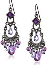 1928 Jewelry Purple Crescent Chandelier Earrings