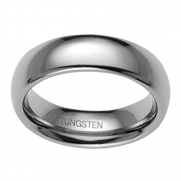 7MM Tungsten Carbide Domed Silver White Polished Classic Unisex Wedding Band