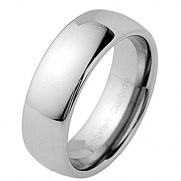 8mm Tungsten Carbide Classic Silver White Mirror Polish Dome Shape Band Men's Wedding Ring